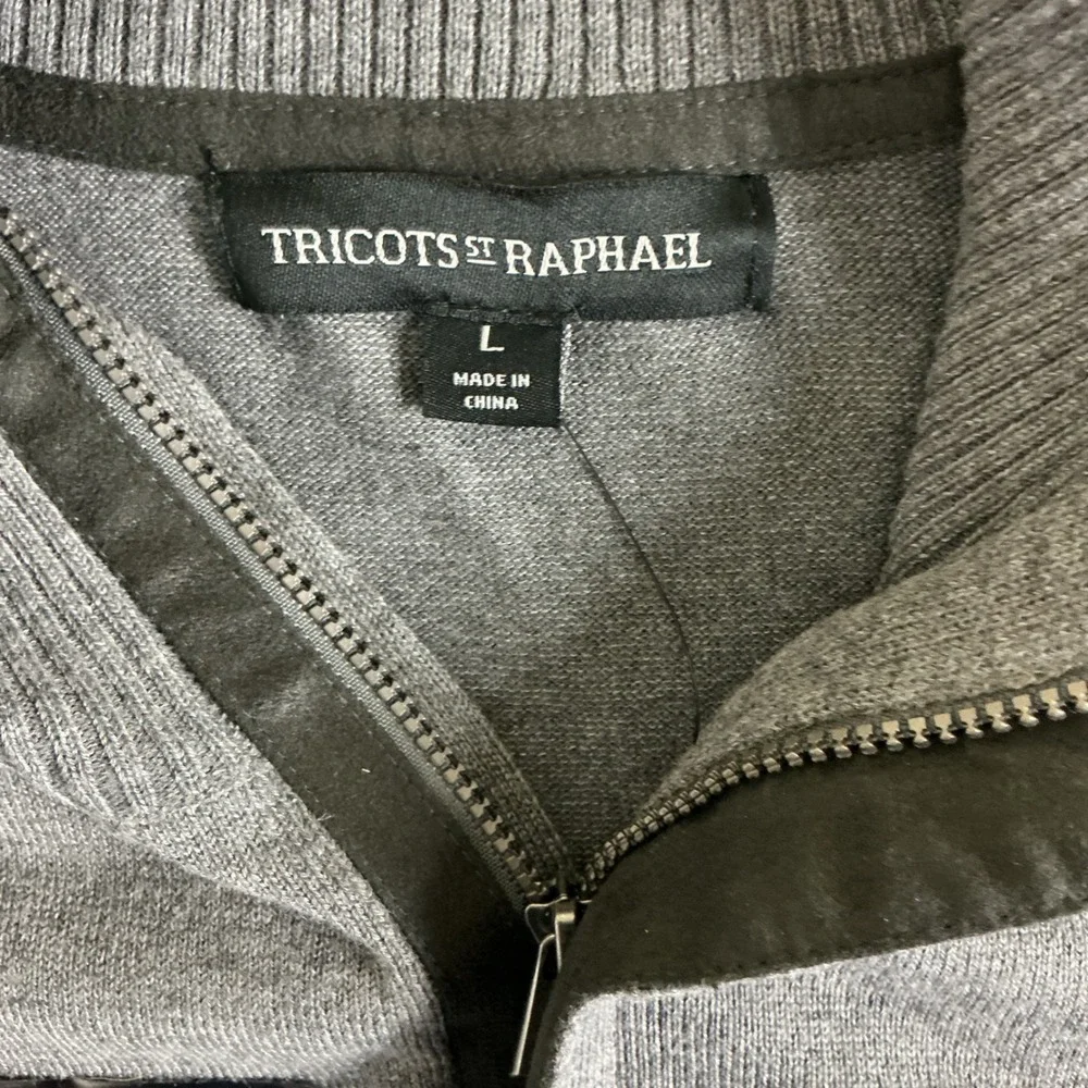 Tricots St Raphael Quarter Zip Sweater Mens L Gray Iron Htr Performance Stretch